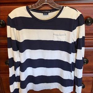 Ralph Lauren long sleeve blue and white stripe t